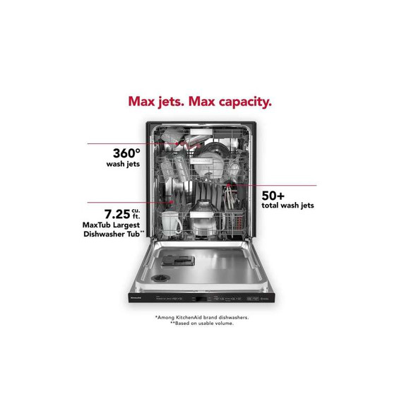 Kitchenaid® 44 dBA Dishwasher in PrintShield™ Finish with 360° Max Jets™ Third Rack KDPM604KBS
