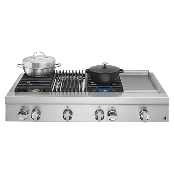 Jennair® 48" NOIR™ Gas Professional-Style Rangetop with Chrome-Infused Griddle and Gas Grill JGCP748HM