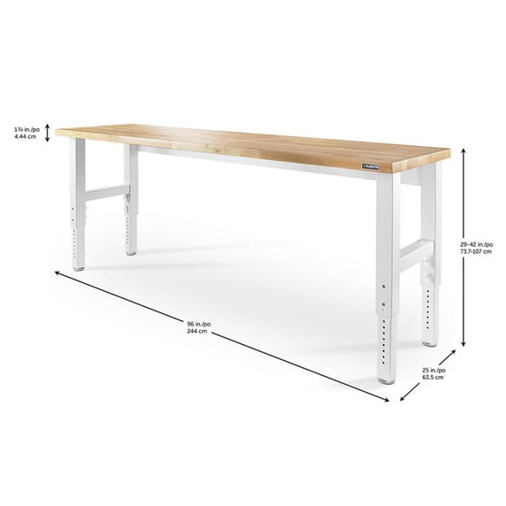 Gladiator® 8' (243.8 cm) Wide Adjustable Height Hardwood Workbench GAWB08HWGW