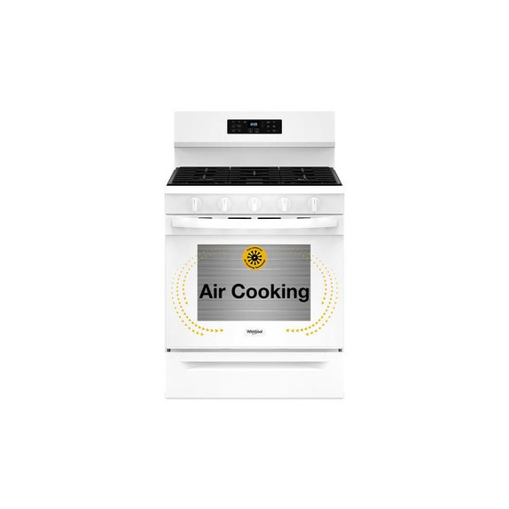 Whirlpool® 30-inch Gas Range with Air Fry and Air Baking, Self Cleaning, Rapid Preheat 5.0 CuFt Capacity WFGS5030RW