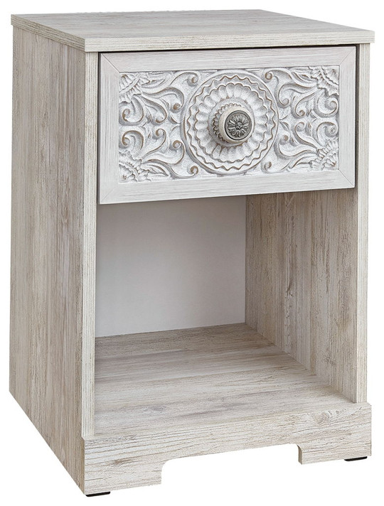 Paxberry - Whitewash - One Drawer Night Stand - Open Cubby Paxberry - Whitewash - One Drawer Night Stand - Open Cubby