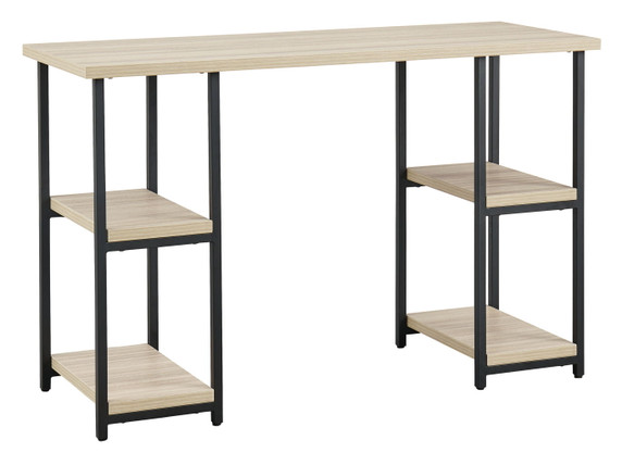 Waylowe - Natural / Black - Home Office Desk - Double-Shelf Pedestal Waylowe - Natural / Black - Home Office Desk - Double-Shelf Pedestal