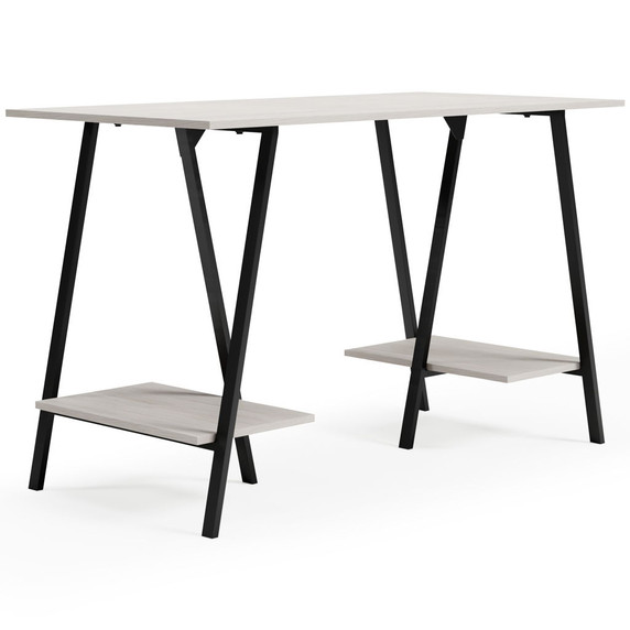 Bayflynn - White / Black - Home Office Desk - 2 Fixed Shelves Bayflynn - White / Black - Home Office Desk - 2 Fixed Shelves