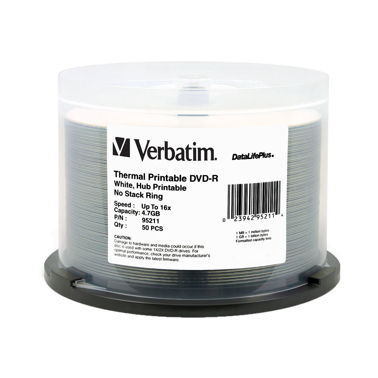Verbatim 95211 DVD-R White Thermal Hub Printable