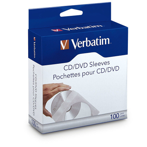 Verbatim Paper CD/DVD Sleeve with Window and Flap - Box of 100