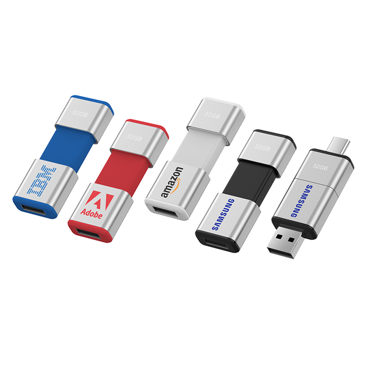 Airfield ugyldig harpun Custom Printed USB Flash Drive Retractable Style with USB-A and USB-C  connector