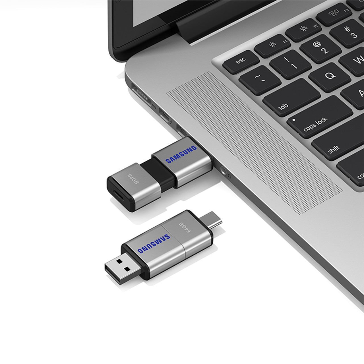 Custom Printed USB Flash Drive Retractable Style USB-A and USB-C connector