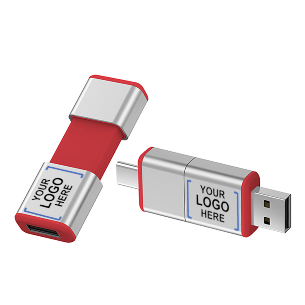 USB Flash Drive Custom Printed with Your Logo - Dual USB 3.0 (USB-A/USB-C)  Connectors