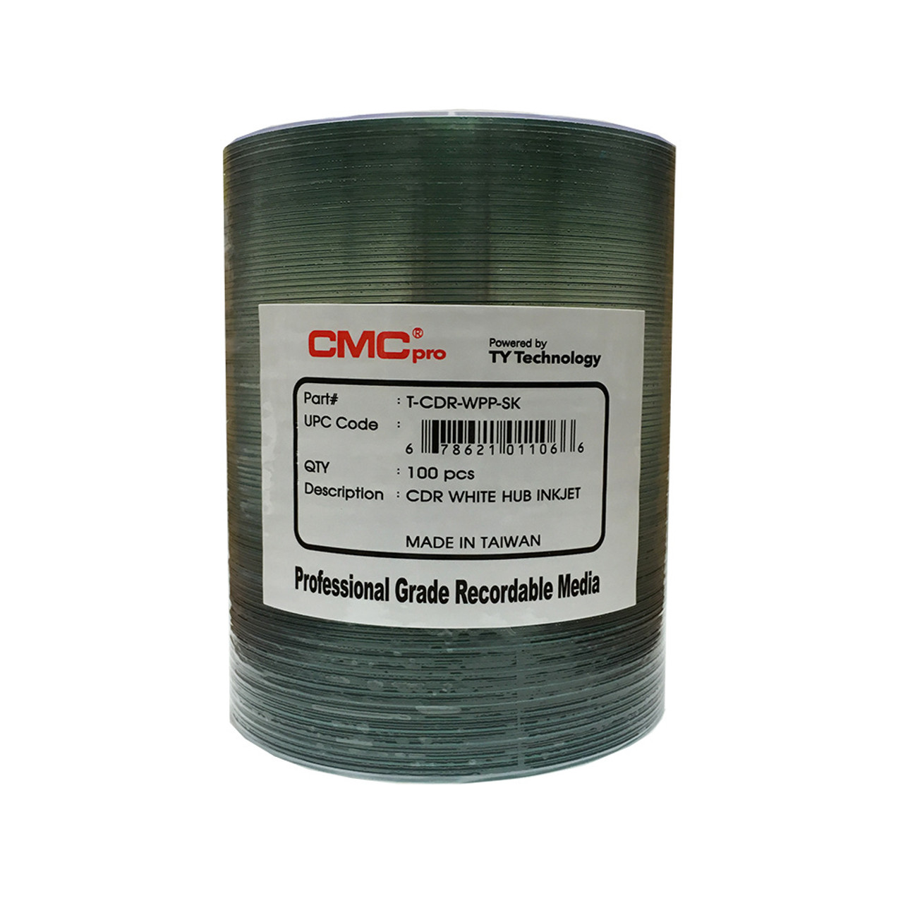 CMC Pro CD-R Disc White Inkjet Hub Printable 48X 700mb/80min - 100 Disc  Tape Wrap