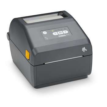 Zebra ZD421 Direct Thermal 4" Print Width Desktop Printer - 300 dpi, USB, USB Host, Modular Connectivity Slot, BTLE5, US Cord, Swiss Font, EZPL - ZD4A043-D01M00EZ Angle