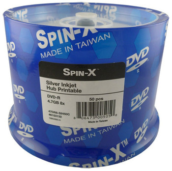 Spin-X DVD-R 4.7GB 1x/8x Disc, Silver Inkjet Hub Printable Surface