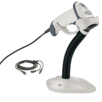 Zebra Barcode Scanner White with Stand and Keyboard Wedge Kit  LS2208-SR20001R-KR