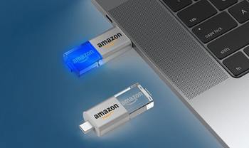Custom Printed Flash Drive Personalized with Lighted LED Logo and USB 3.0 Type C Connector - in computer