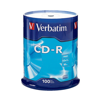 Verbatim 94554 CD-R 80MIN 700MB 52X, Spindle of 100