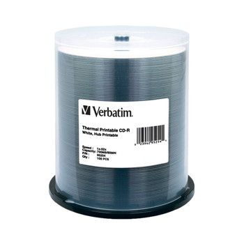 Verbatim 95252 CD-R White Inkjet Hub Printable -100 Disc Spindle