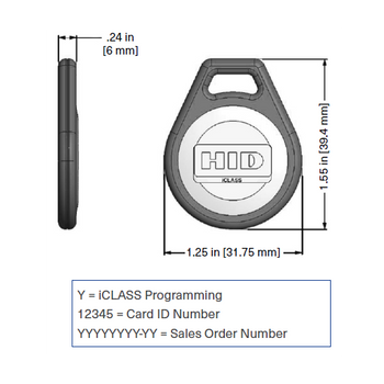 HID Global - 1346 ProxKey III - HID Proximity Key Fob Dimensions