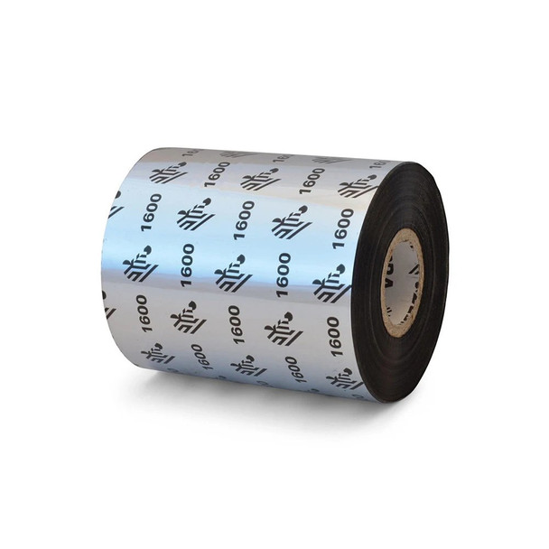 Zebra 1600 Wax Ribbon (2.36 in x 1476 ft), Standard, 1 in Core - 01600BK08345 (Case of 18 Ribbons)