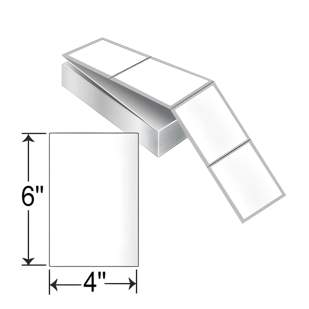 Zebra 4 x 6 in 10000299 Labels (Fanfold)  Z-Perform 2000T Thermal Transfer Paper Label, 2000 Labels per Stack, 2 Stacks per Case