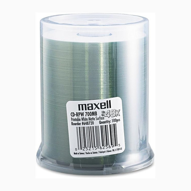 Maxell CD-R White Matte InkJet Printable Disc 48x/700MB/80 Min -648720