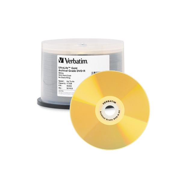 Verbatim 95355 UltraLife Gold Archival Grade DVD-R 4.7GB 8x - 50 Disc Spindle