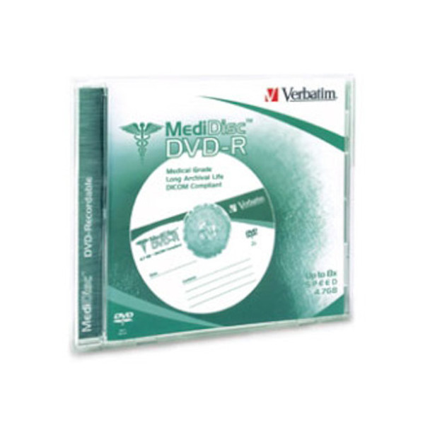 Verbatim 94905 MediDisc Medical Grade DVD-R 4.7GB 8X Verbatim Branded Thermal Printable in Jewel Case