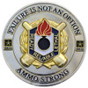 Ammo strong army general army challenge coin. "Failure is not an option" is on the front. It has two tone plating and multiple color fills. It is a great example of a custom challenge coin we have done for a high ranking military officer.