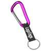 Purple custom carabiner keychain with LogoTags imprint.