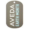 Aveda Earth Month custom photo etched dog tag on aluminum tag.