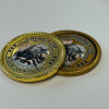 Shiny Gold (Left) & Antique Gold (right) plated Express Challenge Coin with 3D UV color printing