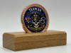 Shiny Copper Plated Express Coin with with raised 3D UV color printing & a 1 coin wooden display Stand