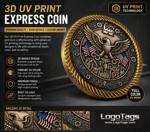 Express Challenge Coin with 3D UV Color Printing - 1.75" (44.4mm) x 3mm thick