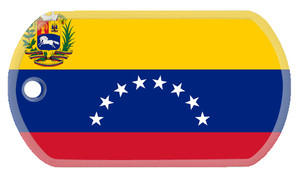 Venezuelan flag dog tag on genuine stainless steel dog tag.