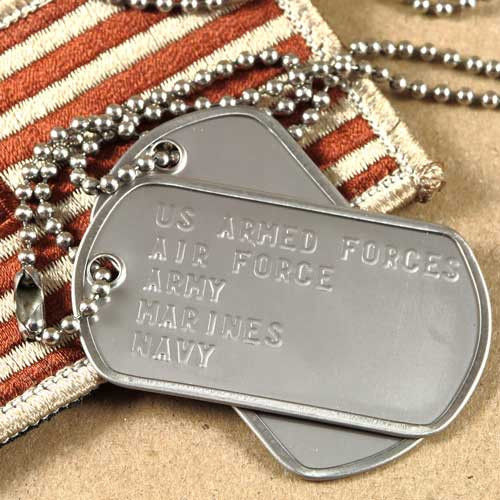 Custom Military Dog Tags, Sole USA Mfg of dog tag ball chains