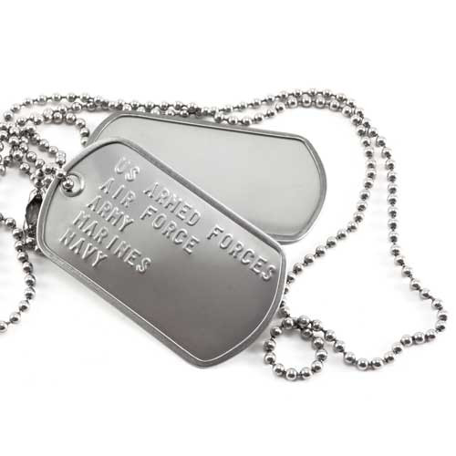 STAINLESS STEEL MILITARY DOG TAG SHINY MATTE