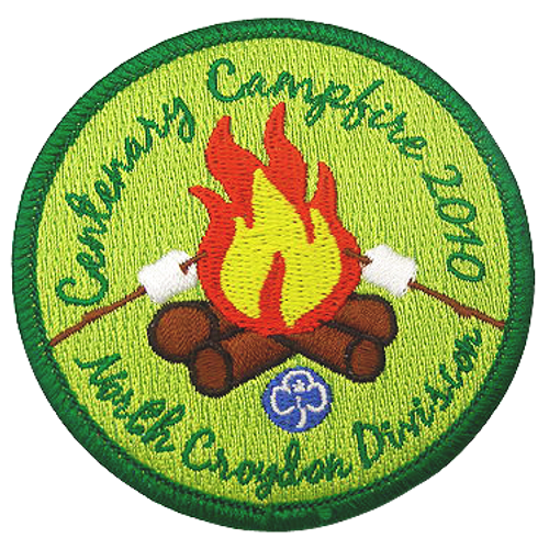 Custom camp patch, burning fire and 5 custom colors. Custom applique. The embroidery detail of this patch was amazing.
