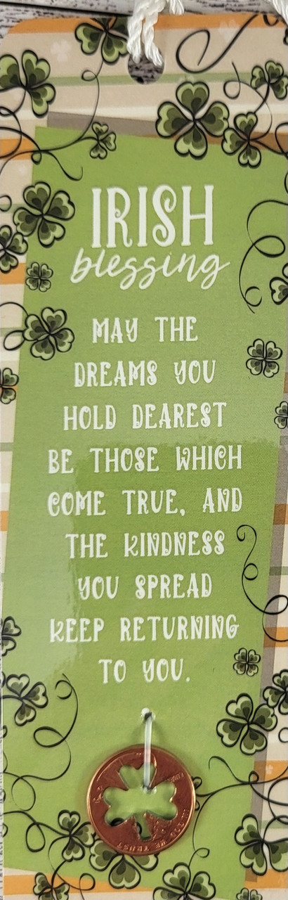 Irish Blessing Shamrock Coin Bookmark Gift
