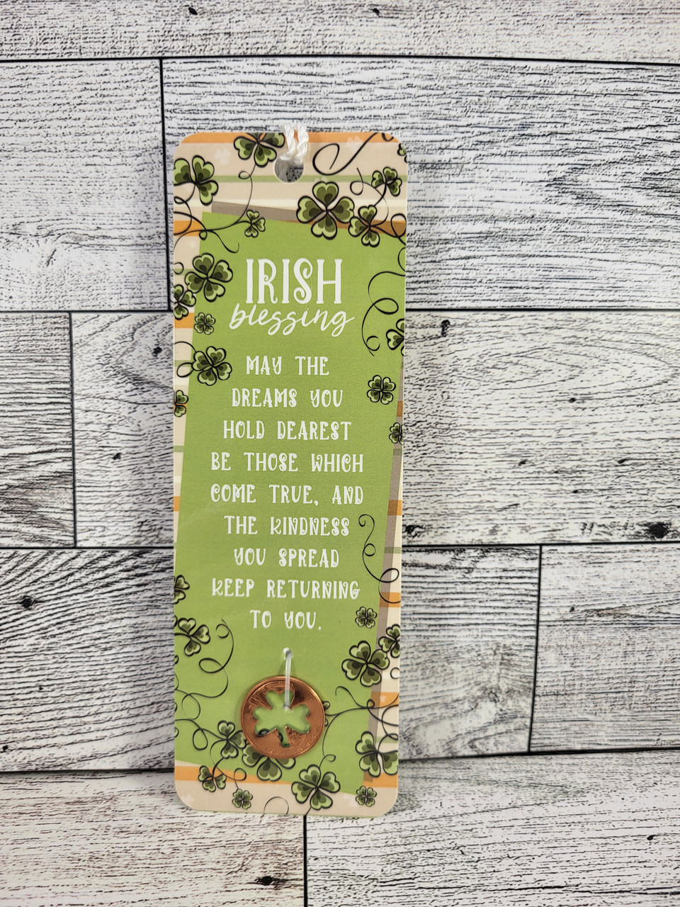 Irish Blessing Shamrock Coin Bookmark Gift