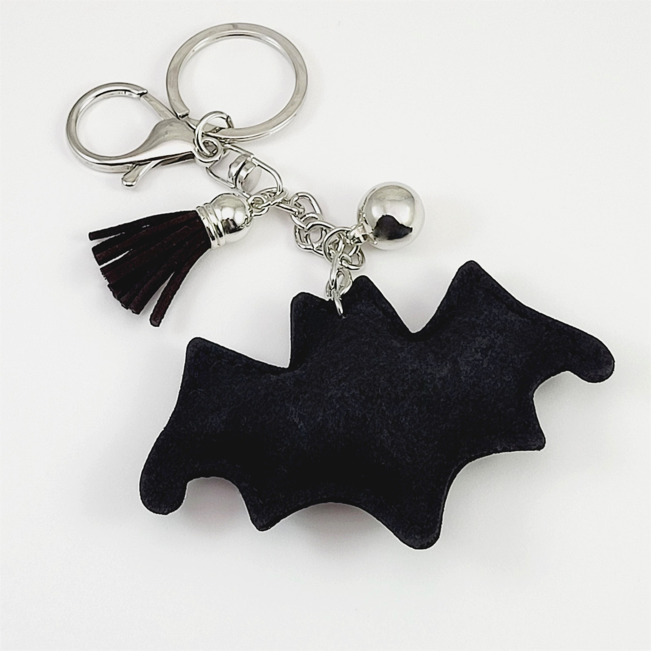 Matte Black Keychain, Gothic Key Chain, Bat Keyring, Witchy Key Fob,  Fantasy Key Holder, Unicorn Bag Charm, Celestial Gift for Friend 