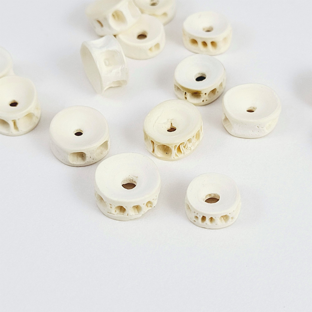 Medium 10mm Fish Vertebrae Spacer Beads- 6pcs - Thunderhorse Descendant