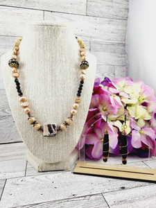 Genuine Pearl and Mother of Pearl Calming Necklace and Earring Set Genuine Pearl and Mother of Pearl Calming Necklace and Earring Set
