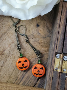 Orange Howlite Pumpkin Earrings Orange Howlite Pumpkin Earrings