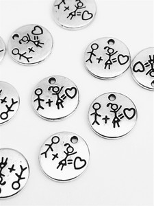 14mm Tibetan Silver Boy Loves Girl Charm Pack 14mm Tibetan Silver Boy Loves Girl Charm Pack