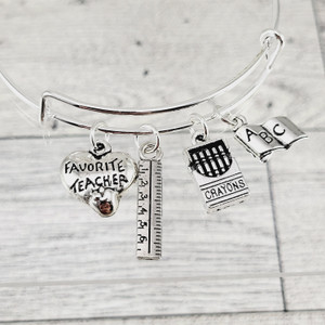 Favorite Teacher Charm Bangle Bracelet Favorite Teacher Charm Bangle Bracelet