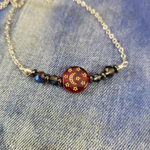 Red Czech Glass Moon Pendant-Passion, Energy, and the Mystical Connection of the Moon Red Czech Glass Moon Pendant-Passion, Energy, and the Mystical Connection of the Moon