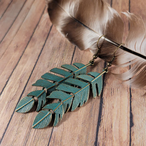 Flexible Patina Feather Earrings Flexible Patina Feather Earrings