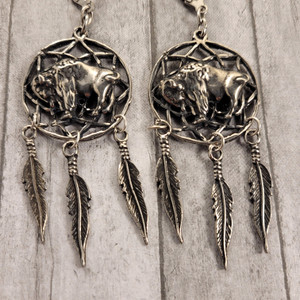 Bison Spirit Dream Catcher Earrings Bison Spirit Dream Catcher Earrings