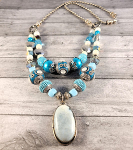 Multi-Strand Moonstone Ball Chain Necklace Multi-Strand Moonstone Ball Chain Necklace