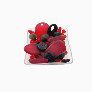 Red & Black Sea Glass Bead Pack Mix Red & Black Sea Glass Bead Pack Mix