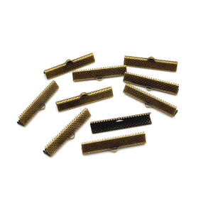 35mm Bronze Ribbon and Cord Crimp Ends-10pcs
