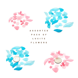 Blue & Pink Assorted Lucite Flower Packs-25pcs Blue & Pink Assorted Lucite Flower Packs-25pcs